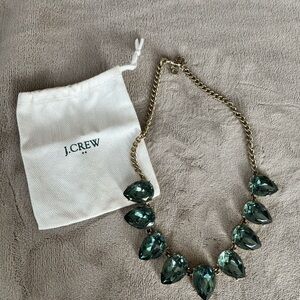 J. Crew Teal Statement Gem Necklace with Gold Chain